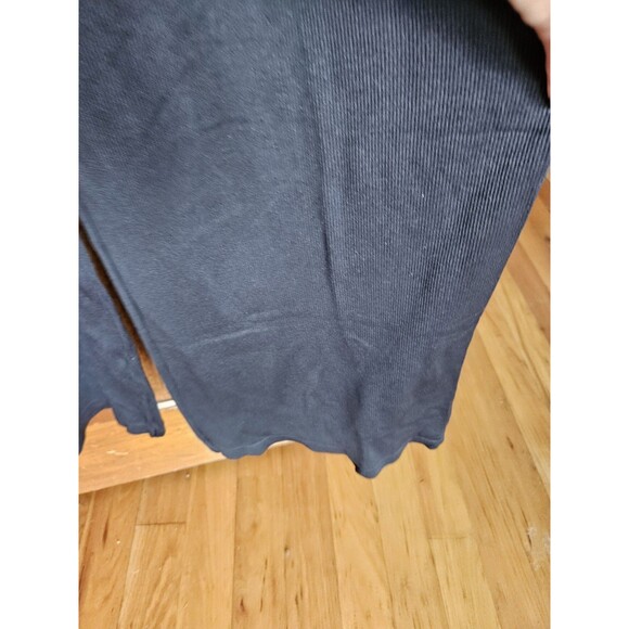 OQQ Black Ribbed Jumpsuit Women’s L Wide Leg LS Round Neck Lounge Stretchy NEW - Picture 5 of 9